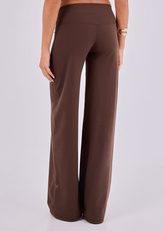 Women's Mid Rise Wide Leg Pant (Short) Soft Brown - LC