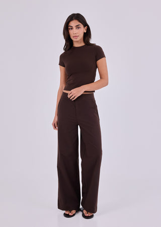 Women's Wide Leg Pants Dark Cocoa