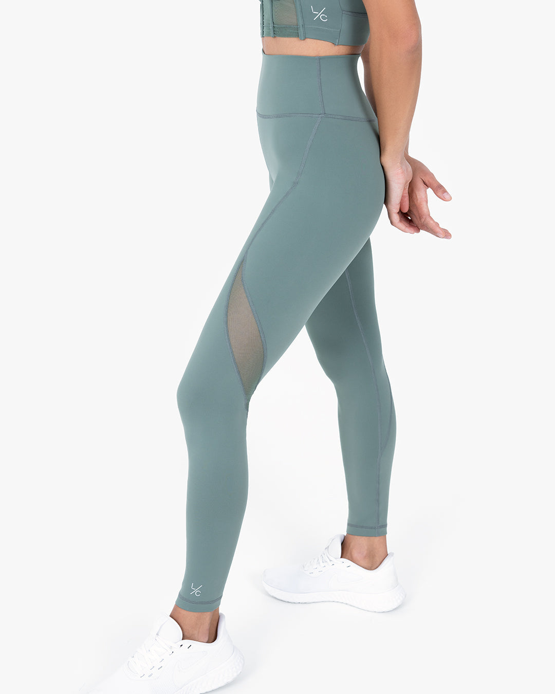 Buy Mint Lilac Women's Yoga Leggings Pants with Mesh Panel and