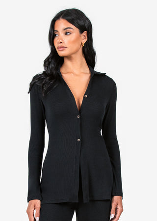 LC Airjet Rib Longline Cardigan Black