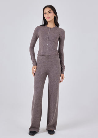 LC Blend Button Cardigan Women Merino Wool Blend Button Cardigan Taupe Marl