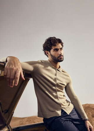 LC Button Cardigan Men's Button Cardigan Beige