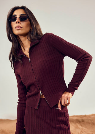 LC Cardigans Women's Crop Cardigan Purple Fig