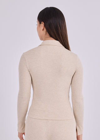 LC Collar Top Women's Airjet Collar Top  Oatmeal Heather