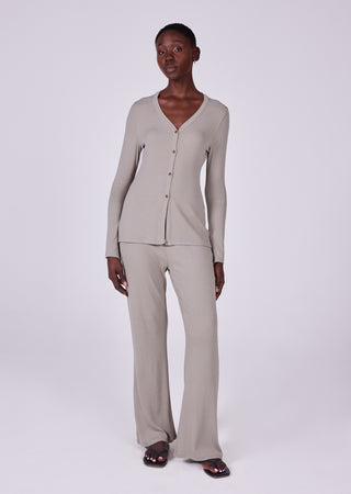 LC Collarless Cardigan Women's Airjet Collarless Cardigan Vintage Khaki