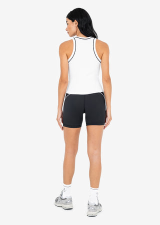 LC Contrast Rib Tank White