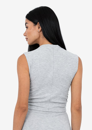 LC Effortless Ruched Top Grey Marl