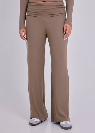 LC Fold Waist Pant Women's Airjet Rib Fold Waist Pant Walnut