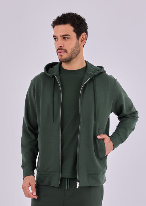 Men's Zip Up Hoodie Green Forest