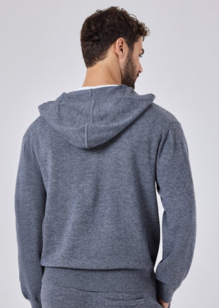 LC Hoody Mens Merino Wool Hoodie Grey Marl