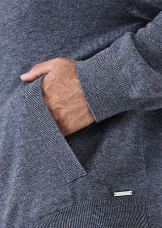 LC Hoody Mens Merino Wool Hoodie Grey Marl