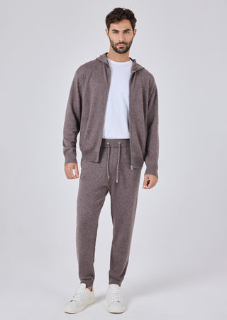 LC Hoody Mens Merino Wool Hoodie Taupe Marl