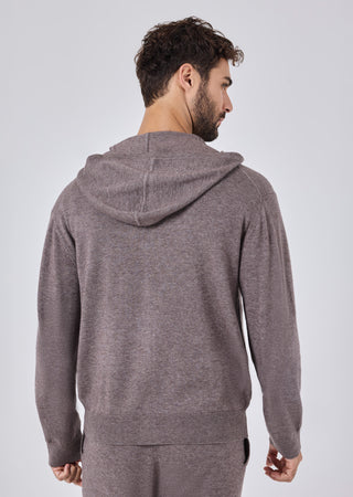 LC Hoody Mens Merino Wool Hoodie Taupe Marl
