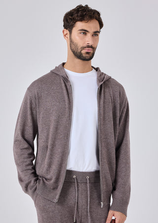 LC Hoody Mens Merino Wool Hoodie Taupe Marl