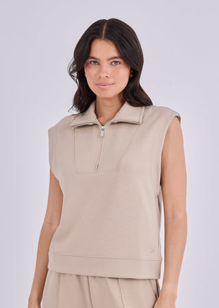 LC Jacket All-Around Lounge Half Zip Sweatshirt Beige