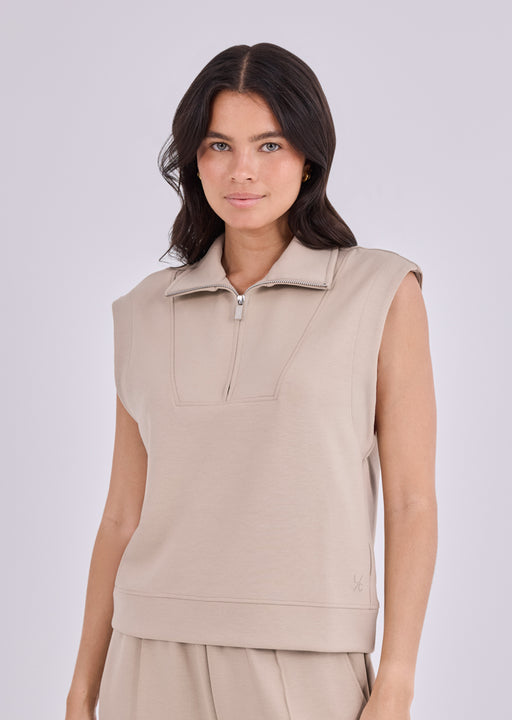 Women's Half Zip Sweatshirt Beige