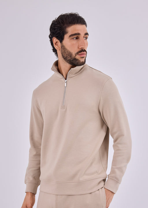 Men's Half-Zip Sweat Beige
