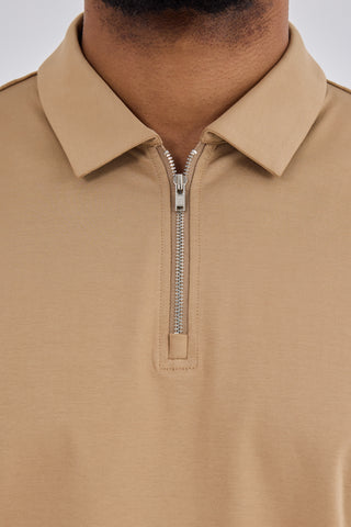 LC Jacket Men's Half Zip Polo Camel