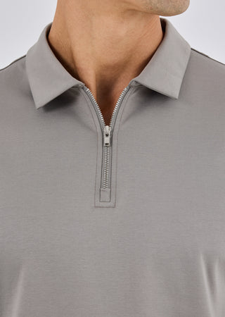 LC Jacket Mens Mercerised Half Zip Polo Pebble Grey