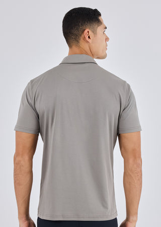 LC Jacket Mens Mercerised Half Zip Polo Pebble Grey