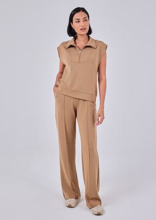 LC Jacket Women's Half Zip Sweatshirt Camel