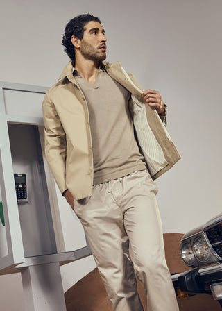 LC Jackets Men's Trench Jacket Beige