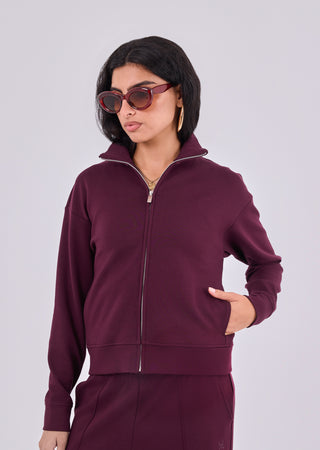 LC Jackets Women's Funnel Neck Jacket Purple Fig
