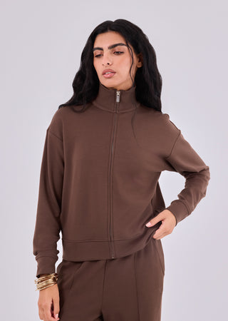 LC Jackets Women's Funnel Neck Jacket Soft Brown