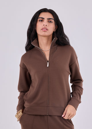 LC Jackets Women's Funnel Neck Jacket Soft Brown