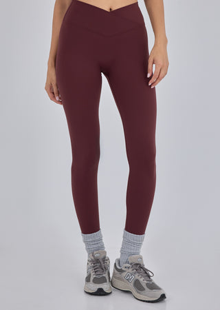 LC Legging Women's Wrap Waist Legging 7/8 Dark Burgundy