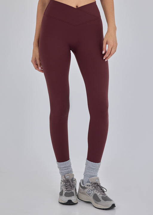 Women's Wrap Waist Legging 7/8 Dark Burgundy