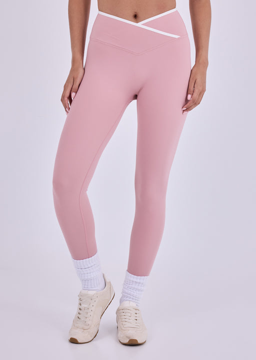 Women's Contrast Leggings 7/8 Dusty Pink