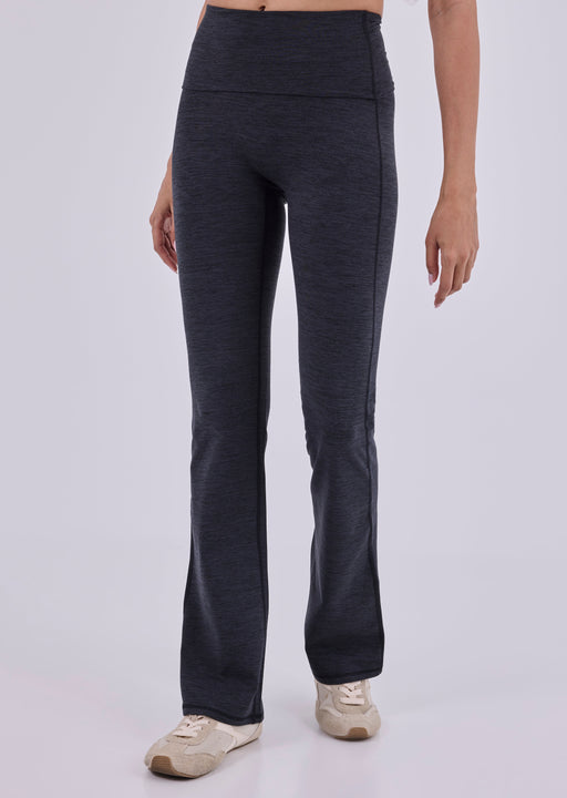 Women's Fold Waist Kick Flare Legging Dark Grey Marl (Regular)