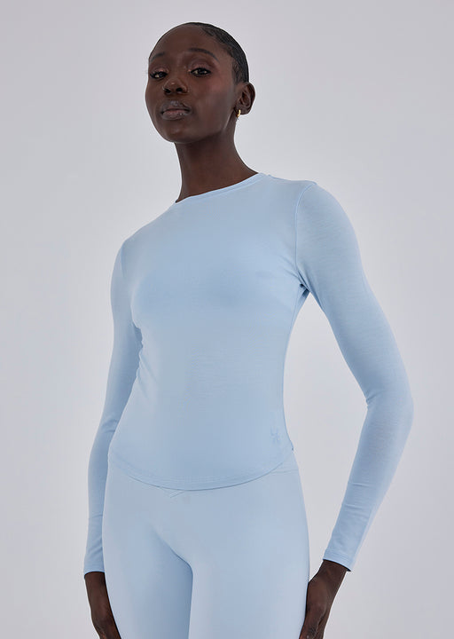 Women’s Long Sleeve Fitted Top Blue Mist