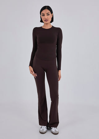 LC Long Sleeve Top Women’s Aloe Long Sleeve fitted Top Dark Cocoa