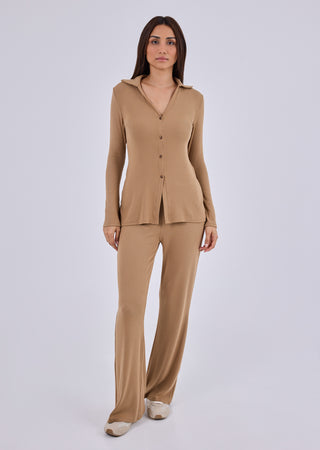 LC Long Sleeve Top Women's Longline Cardigan Camel