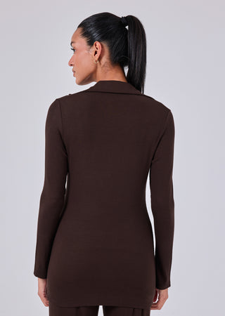 LC Long Sleeve Top Women's Longline Cardigan Dark Cocoa