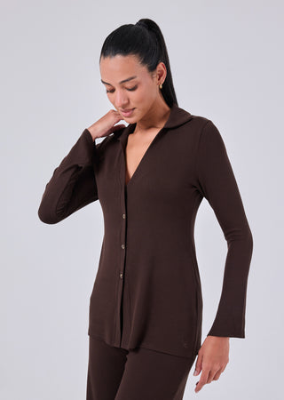 LC Long Sleeve Top Women's Longline Cardigan Dark Cocoa