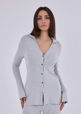 LC Long Sleeve Top Women's Longline Cardigan Grey Marl
