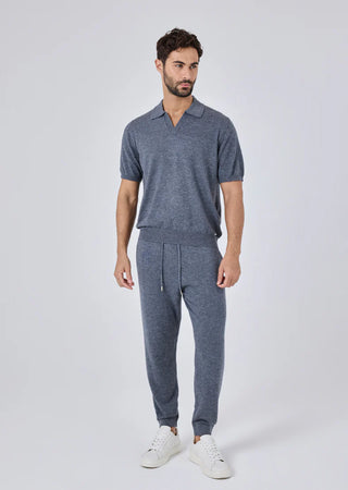 LC Men's Polo Top & Jogger Set Grey Marl
