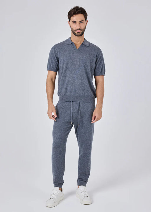 Men's Polo Top & Jogger Set Grey Marl