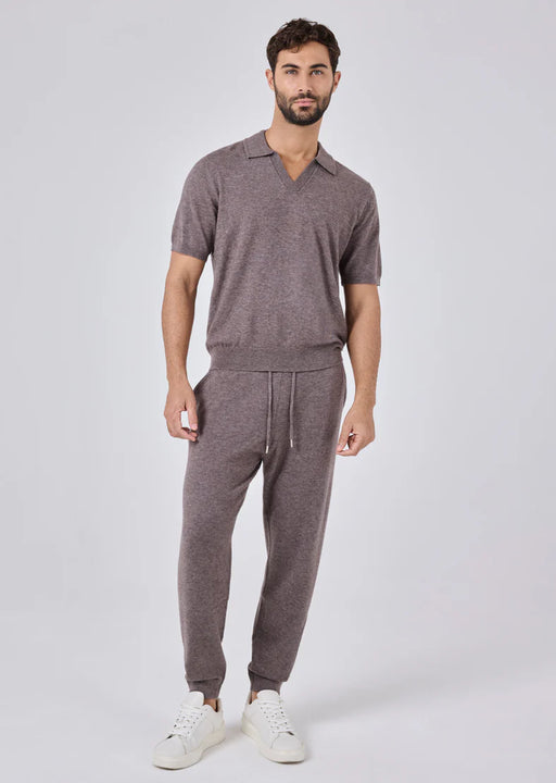 Men's Polo Top & Jogger Set Taupe Marl