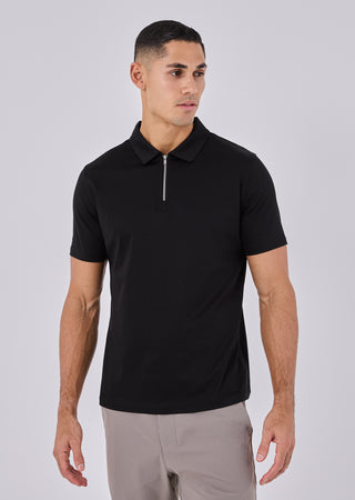 LC Mens Mercerised Half Zip Polo Black