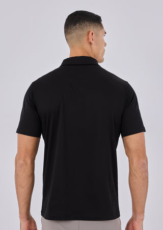 LC Mens Mercerised Half Zip Polo Black