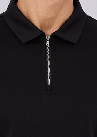 LC Mens Mercerised Half Zip Polo Black