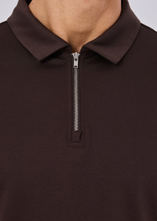 LC Mens Mercerised Half Zip Polo Coffee