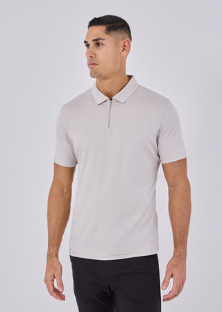 LC Mens Mercerised Half Zip Polo Stone