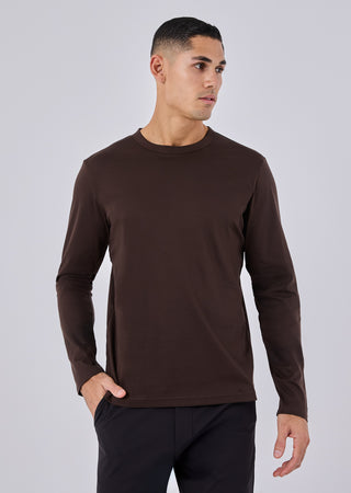 LC Mens Mercerised Long Sleeve Coffee