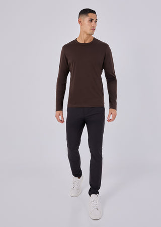 LC Mens Mercerised Long Sleeve Coffee