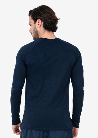 LC Mens Seamless Long Sleeve Top Navy Melange